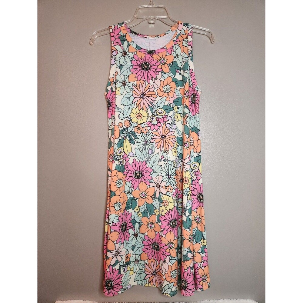 Bombom Womens Floral Print Sleeveless Dress Size Small. Made In USA!